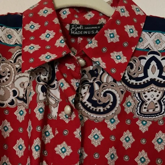 Vintage Pleated Print Dress with elastic stretch waist and matching belt Size 14 - Picture 5 of 8